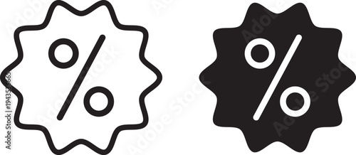 Discount percent signs in starburst shapes  sale and promotion icons