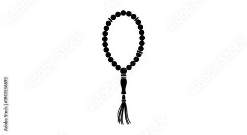 Black Prayer Bead Necklace with Tassel.