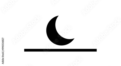 Crescent Moon Symbol Graphic Design Element.