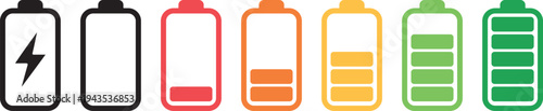Foto Battery level icons showing different charge levels on white