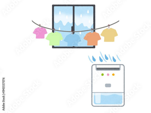 梅雨対策　室内干しで除湿