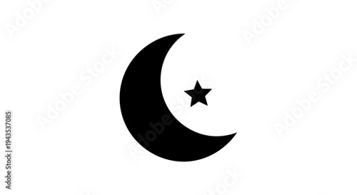 Crescent Moon and Star Icon.