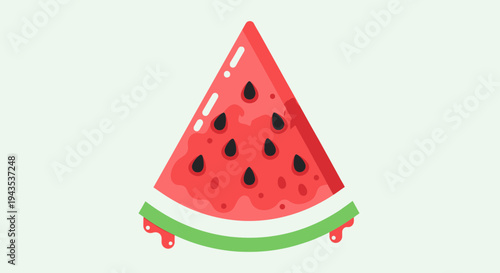 Watermelon Slice on Skateboard Illustration.