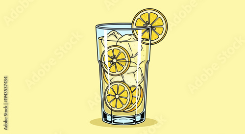 Glass of Lemonade with Lemon Slices.
