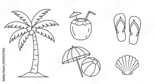 Palm Tree Coconut Flip Flops Beach Ball.