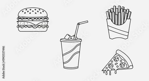 Illustrations of Fast Food and Drinks.