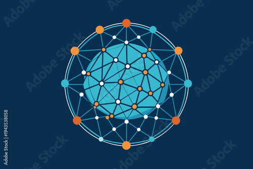 abstract neural brain network sphere icon