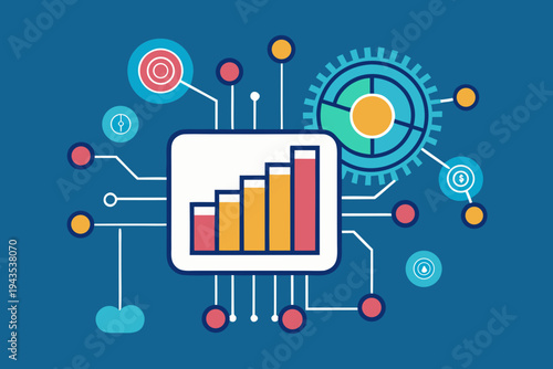 neural network bar chart analytics icon