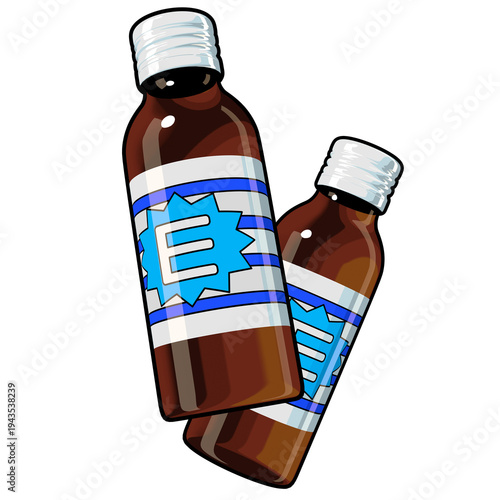 医薬部外品のイラスト素材　二本の栄養ドリンク（1_7）　カラー線画表現