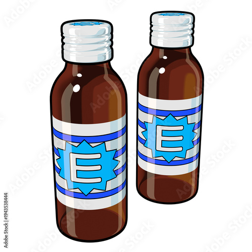 医薬部外品のイラスト素材　二本の栄養ドリンク（1_3）　カラー線画表現