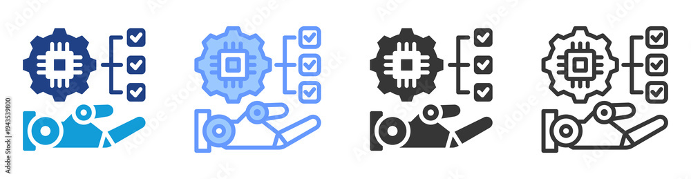 Fototapeta premium Task Automation icon set multiple style collection