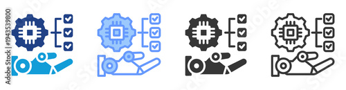 Task Automation icon set multiple style collection