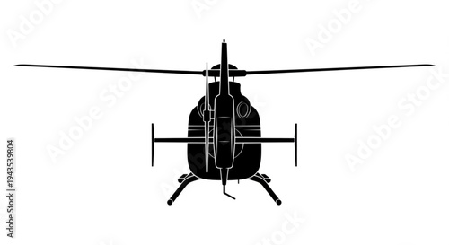 black helicopter isolated on white back view 