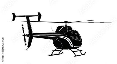 Flying helicopter vector ilustration back view 