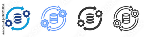 Data Processing icon set multiple style collection