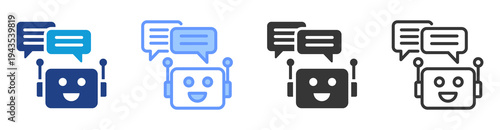 Conversational Ai icon set multiple style collection