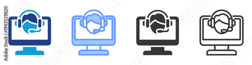 Virtual Assistant icon set multiple style collection
