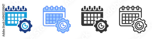 Automated Scheduling icon set multiple style collection