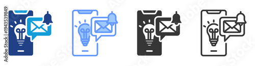 Smart Notifications icon set multiple style collection
