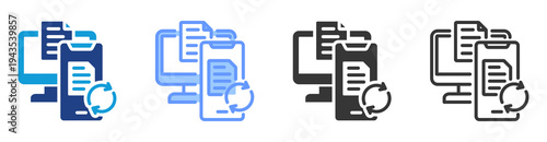Cross Device Sync icon set multiple style collection