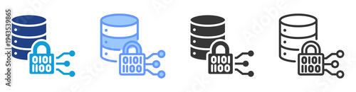 Data Encryption icon set multiple style collection