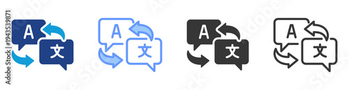 Multilingual Support icon set multiple style collection