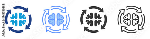 Continuous Learning icon set multiple style collection