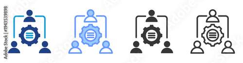 Task Delegation icon set multiple style collection