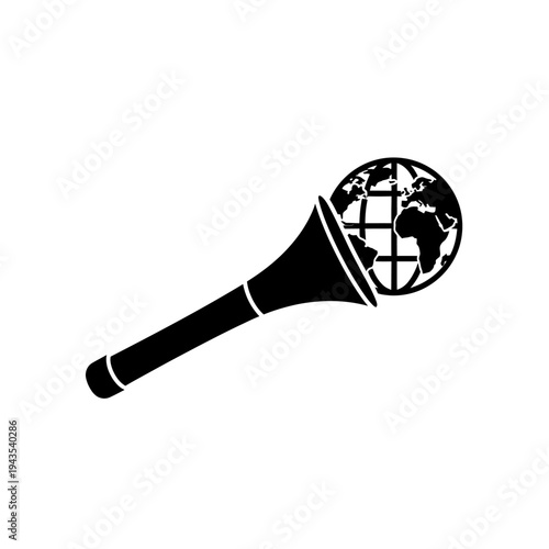 Black Microphone with Globe Earth.