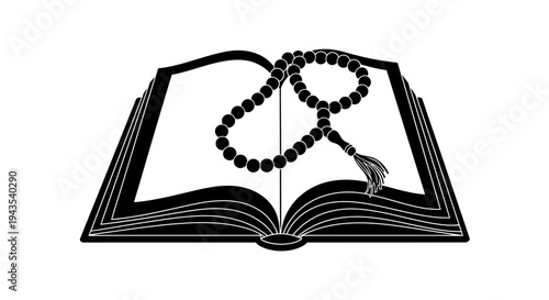Open Book with Prayer Beads.