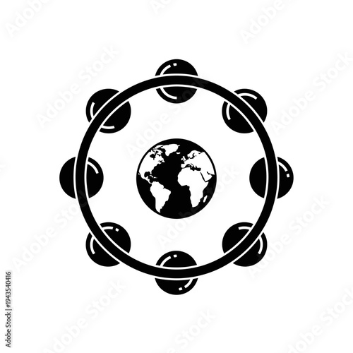 Black and white earth globe icon.