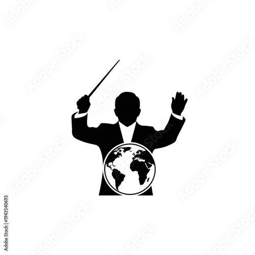 Silhouette of a male conductor leading.