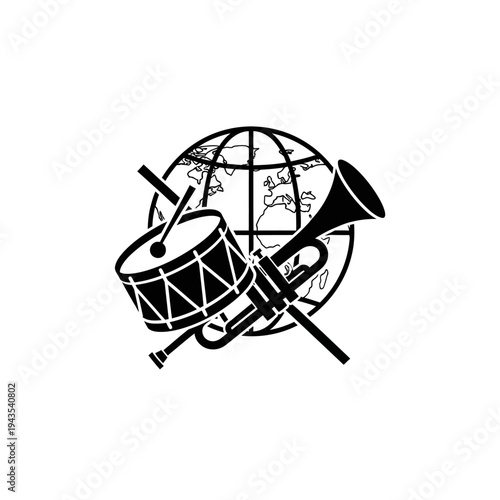 Drum and trumpet musical instruments.