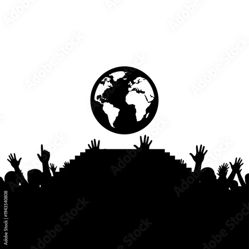 People Reaching For The Earth Globe.