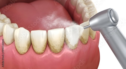 Professional Dental Cleaning Procedure on Front Teeth