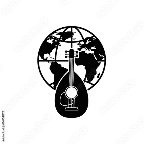 Black silhouette of a mandolin instrument.