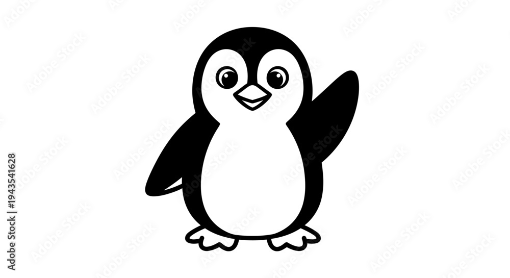 Fototapeta premium Adorable Cartoon Penguin Illustration.