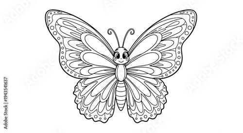 Black and White Butterfly Illustration.