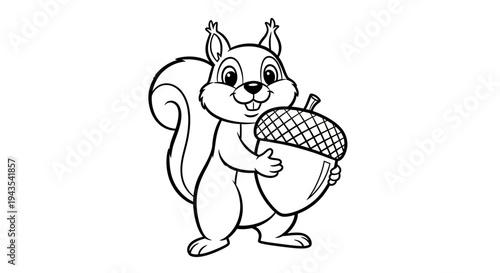 Cartoon Squirrel Holding Acorn Illustration 1.