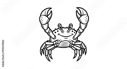 Crab Illustration Claw Shellfish Cartoon Style.