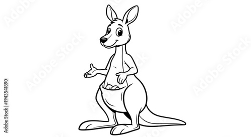 Kangaroo Cartoon Character Standing Upright.