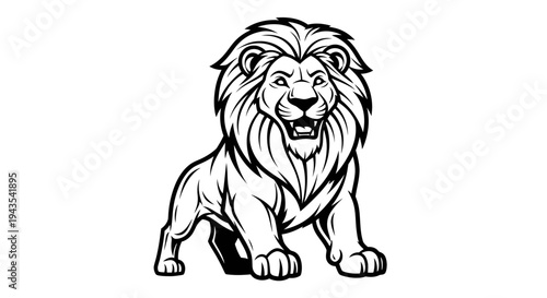 Illustration of a Lion with Open Mouth.