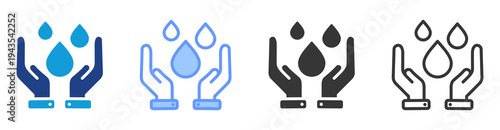 Water Conservation icon set multiple style collection