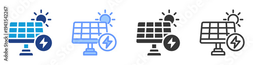 Solar Panels icon set multiple style collection