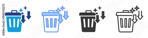 Waste Reduction icon set multiple style collection