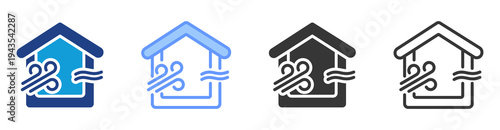 Natural Ventilation icon set multiple style collection