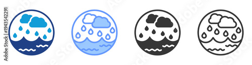 Rainwater Harvesting icon set multiple style collection