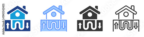 Geothermal System icon set multiple style collection