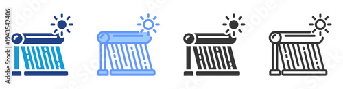 Solar Heating icon set multiple style collection