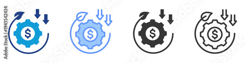 Operational Savings icon set multiple style collection